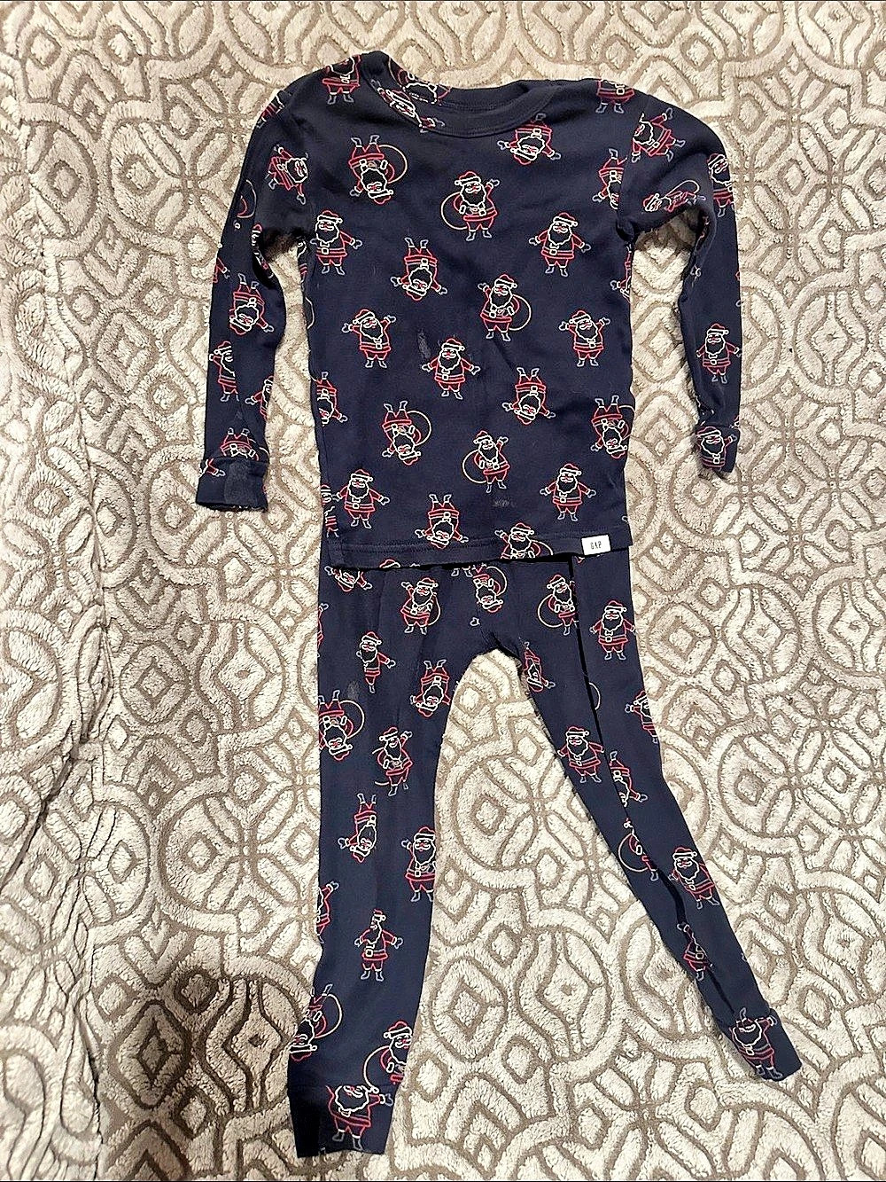 baby GAP Santa Pajama Set Girls Boys 3T Navy & Red